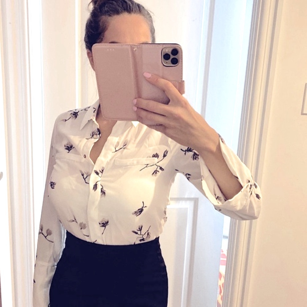 Dynamite Flower Print Blouse